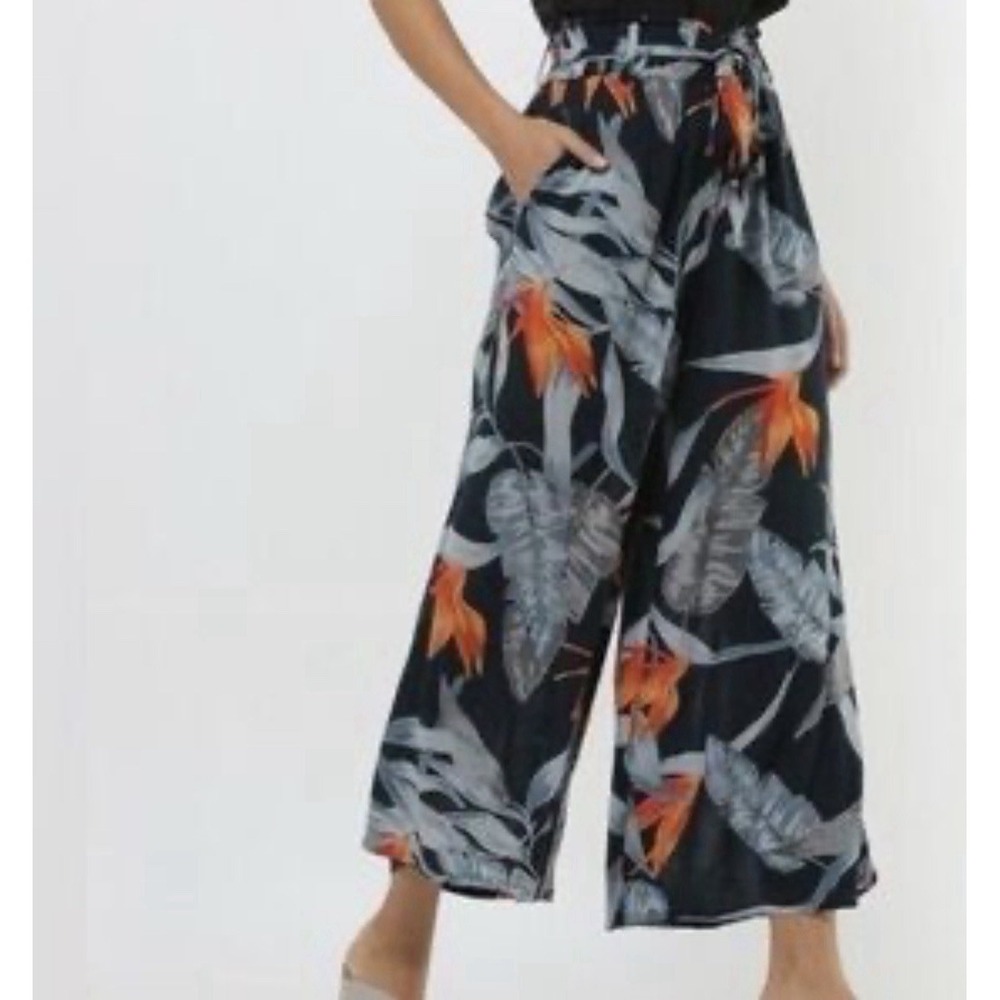 Patrons Of Peace Tie Waist Pants LARGE Wide Leg Vacation Tropical Resort Beach